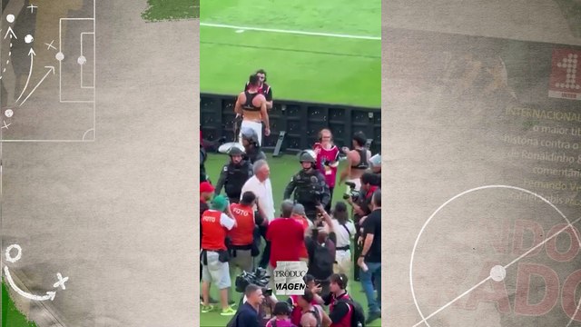 Bernabei, jogador do Internacional, retira microfone de repórter no Beira-Rio