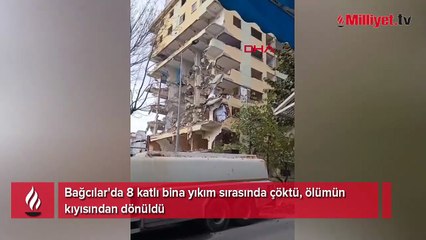 Bağcılar'da 8 katlı bina yıkım sırasında çöktü; ölümün kıyısından döndü