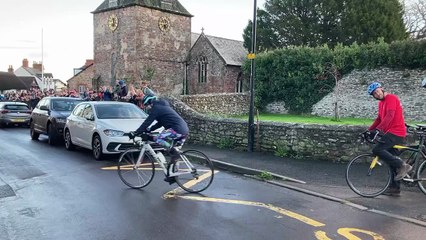 The Moorland Federation cyclists set off from Porlock to visit all eight schools in a day.