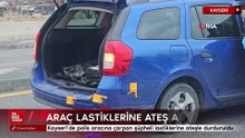 Kayseri’de polis aracına çarpan şüpheli lastiklerine ateşle durduruldu