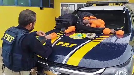 PRF encontra 39 quilos de haxixe embaixo do banco de caminhão na BR-277