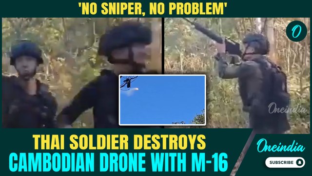 Thailand-Cambodia War Video: Thai Soldier SHOOTS DOWN Cambodian Drone With M-16 Simple Gun