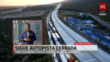 Tractocamión choca contra muro y varias unidades; cierre en autopista Monterrey–Saltillo