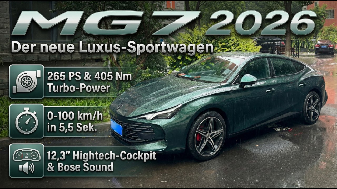 Der neue 2026 MG 7: Luxus, Power und Technik vereint
