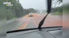 Trecho da BR-277 fica alagado entre Céu Azul e Matelândia após forte chuva