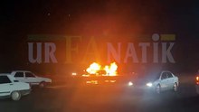 Şanlıurfa’da Çarpışan Otomobillerden Biri Alev Aldı