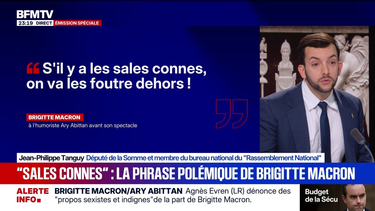 Propos polémiques de Brigitte Macron: "Il faut arrêter de tomber sur Brigitte Macron, il y a suffisamment de vrais problèmes en France", déclare Jean-Philippe Tanguy, député (RN)