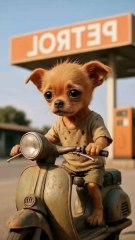 A poor dog struggling every day just to earn a little money.