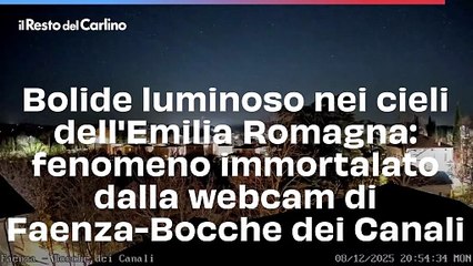 Bolide luminoso nei cieli dell'Emilia Romagna: fenomeno immortalato dalla webcam di Faenza-Bocche dei Canali