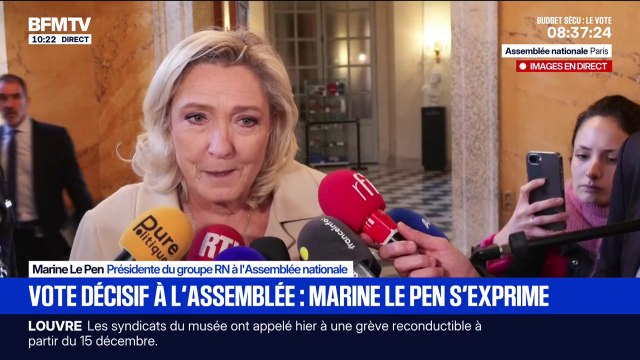 J'appelle à la dissolution à peu près tous les jours depuis un certain nombre de semaines , souligne Marine Le Pen