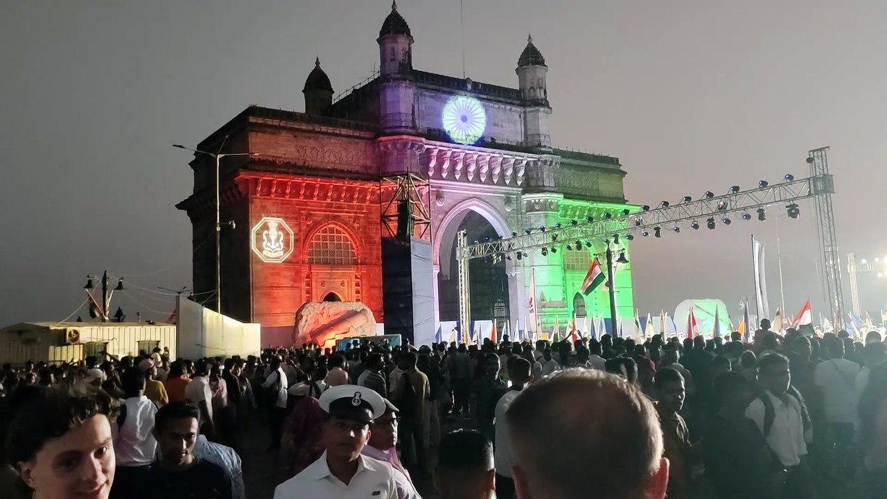 Beautiful Gateway of India and Taj Mahal palace in Mumbai