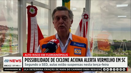 Defesa Civil emite alerta vermelho para chuva e ciclone em SC