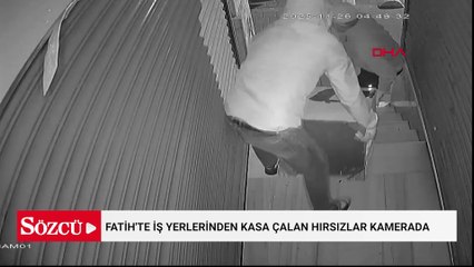 Fatih'te iş yerlerinden kasa çalan hırsızlar kamerada