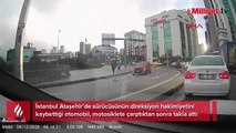 Facia ucuz atlatıldı! Direksiyon hakimiyetini kaybeden sürücü...