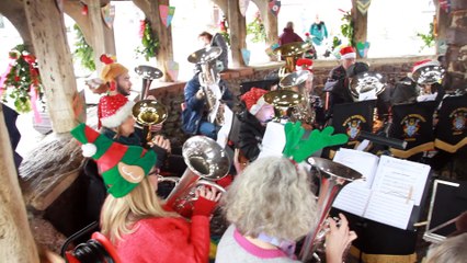 West Somerset Brass perform in Dunster Yarn Market during the village's winter festival, filmed by George Ody.