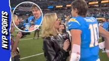 Justin Herbert has AWKWARD moment with ESPN's Laura Rutledge after 'MNF' triumph