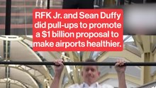 RFK Jr and Sean Duffy do pull-ups at the airport.