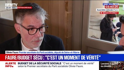 En cas de rejet du budget de la Sécurité sociale, Olivier Faure (PS) estime que "ce sera un échec personnel"
