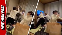 Terrifying moment 7.5 quake hits Japan as people grab furniture to stay upright