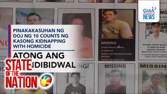 Atong Ang at 21 iba pa, inirekomenda ng DOJ na kasuhan ng 10 counts ng kidnapping with homicide | SONA