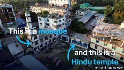 Bangladesh: The mosque and Hindu temple sharing one courtyard