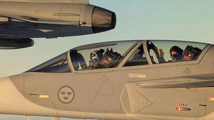 Sweden’s Crown Princess flies in a JAS 39 Gripen fighter jet after completing military training