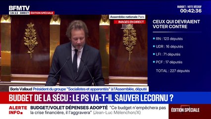 Budget: "Nous assumons d'avoir par la négociation […] nettoyé le musée des horreurs", déclare Boris Vallaud (PS)
