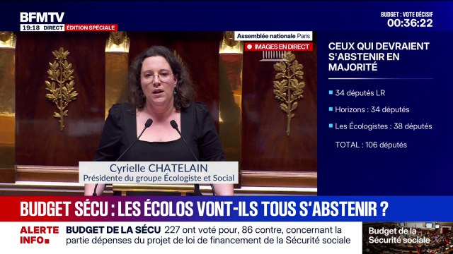 Budget de la Sécu: Si j'écoutais mon cœur et si j'écoutais mes tripes, je voterais contre ce texte , déclare Cyrielle Chatelain, présidente du groupe (Écologiste et Social)