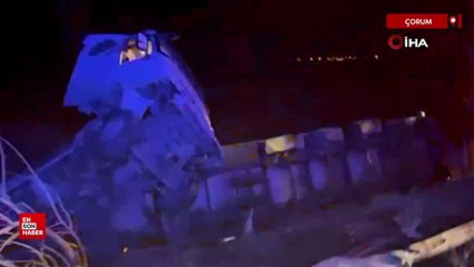 Çorum'da zincirleme kaza: Tır devrildi, yardıma gelenlere de otomobil çarptı