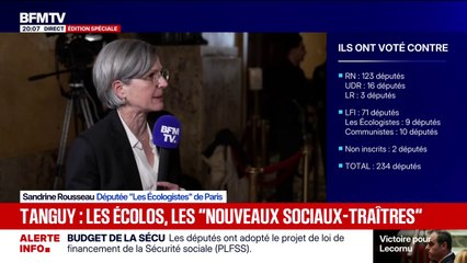 Sandrine Rousseau dénonce des "promesses de papier" à propos des concessions faites par le gouvernement juste avant le vote du budget de la Sécurité sociale