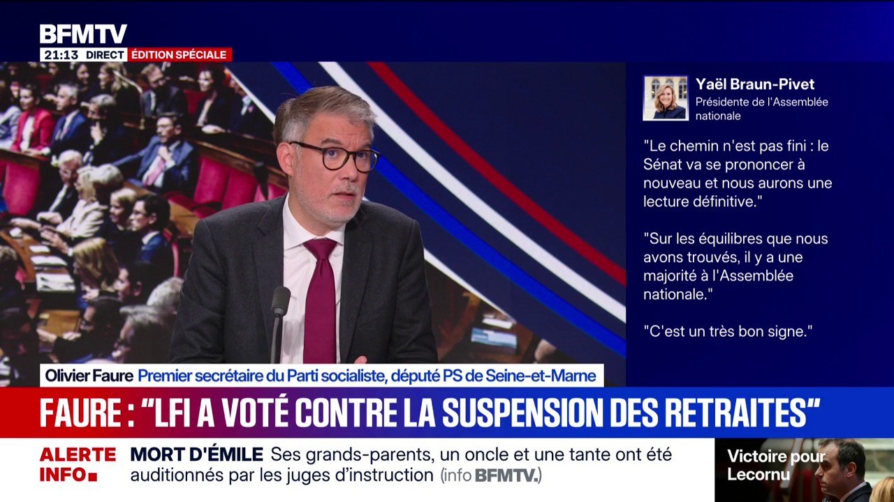 Budget de la Sécu adopté: "LFI est obsédée par l'élection présidentielle", déclare Olivier Faure (PS)