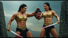 Female Bodybuilders collect the heads of men as trophies.
