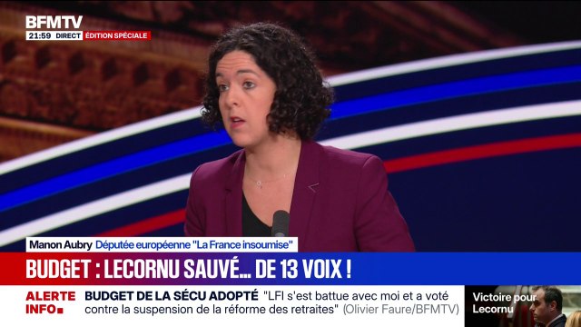 Budget de la Sécu adopté: pour Manon Aubry, députée européenne (LFI), ce que fait Olivier Faure (PS), c'est masquer le fait qu'il rejoigne la coalition gouvernementale