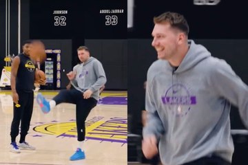 Luka Doncic shocks Rui Hachimura by trying to score a basket with his feet
