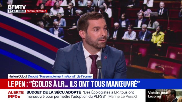 Budget de la Sécu adopté: Ce budget, c'est un pacte de stabilité entre les socialistes et les macronistes , déclare Julien Odoul, député RN