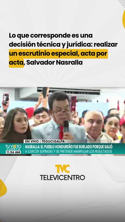 “Lo que corresponde es una decisión técnica y jurídica: realizar un escrutinio especial, acta por acta”, Salvador Nasralla