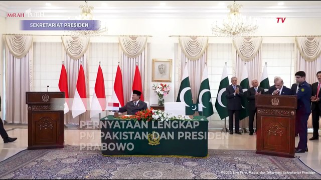 [FULL DENGAN TERJEMAHAN] Pernyataan Presiden Prabowo & PM Pakistan Shehbaz Bertemu di Islamabad