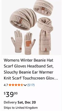 New .Womens Winter Beanie Hat Scarf Gloves Headband Set, Slouchy Beanie Ear Warmer Knit Scarf
