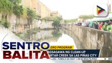 MMDA, nagsagawa ng clean-up operation sa Tartar creek sa Las Piñas City; ilang pasilidad sa paligid nito, pinag-aaralan na alisin  | ulat ni Bernard Ferrer