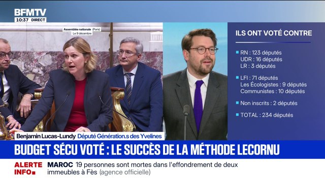 Le député Benjamin Lucas-Lundy, qui a voté contre le budget, regrette l'adoption du texte par l'Assemblée nationale