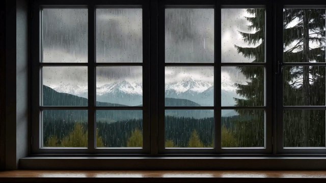 Rain Sound On Window - Heavy Rain for Sleep, Study and Relaxation, Meditation Cozy Window Rain