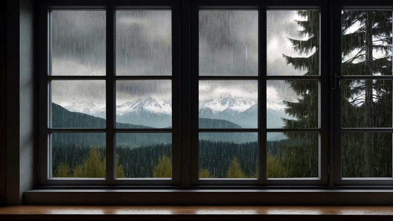 Rain Sound On Window - Heavy Rain for Sleep, Study and Relaxation, Meditation Cozy Window Rain
