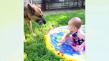Funny Babies Playing With Water