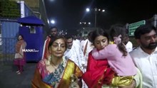 Actress Shriya Saran With Her Daughter Radha Saran Visuals @ Tirumala