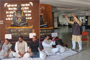 गांधी प्रतिमा के समक्ष आज उपवास पर बैठे नेता प्रतिपक्ष