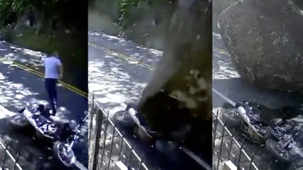 巨石坠落骑士弃车保命