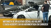 Motorista de aplicativo cochila ao volante e causa acidente em via movimentada em Cariacica