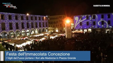 Immacolata, i vigili del fuoco di Modena portano i fiori alla Madonna