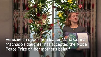 Daughter accepts Nobel Peace Prize in Venezuelan opposition leader’s absence