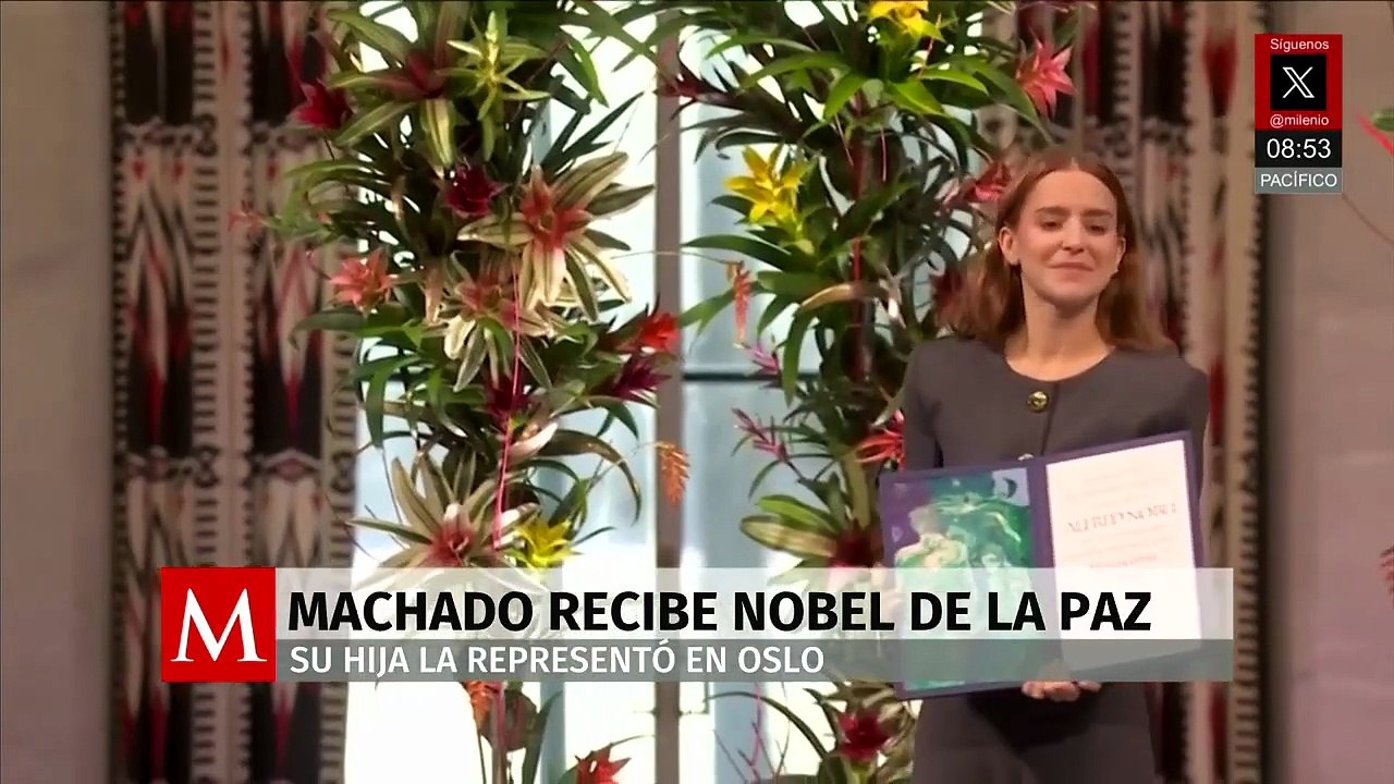 Hija de María Corina Machado recibe en Oslo el Premio Nobel de la Paz en su nombre